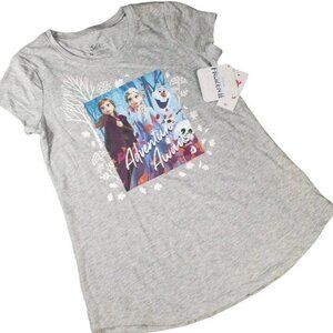 Justice Frozen Tee Shirt Princess Girls Anna Elsa Queen Blouse Grey Short Sleeve